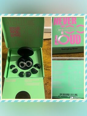 Loop Experience 'Never Too Loud' Swinging Silver Earbuds-NWOT